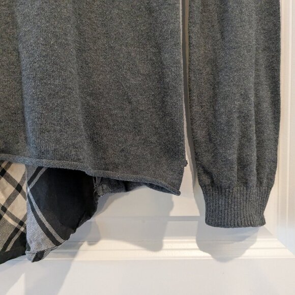 Prana Top Women's Medium Charcoal Colorblock Natalia Sweater Plaid Long Sleeve - Picture 7 of 13